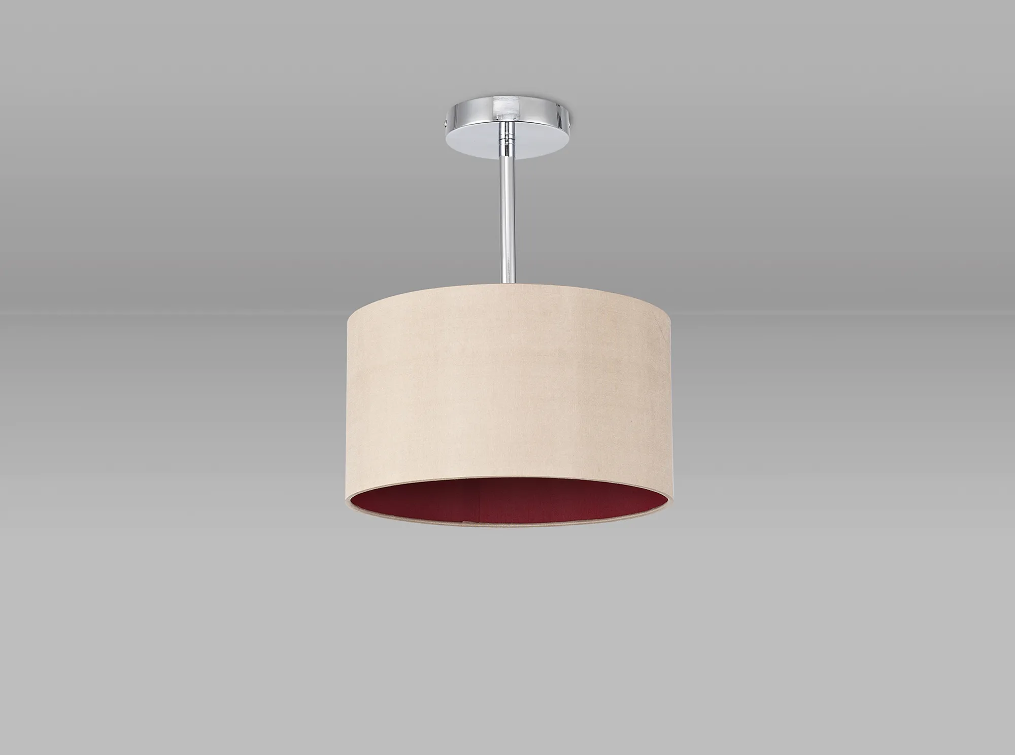 Baymont 30cm Semi Flush 1 Light Polished Chrome; Antique Gold/Ruby DK0084  Deco Baymont CH AG